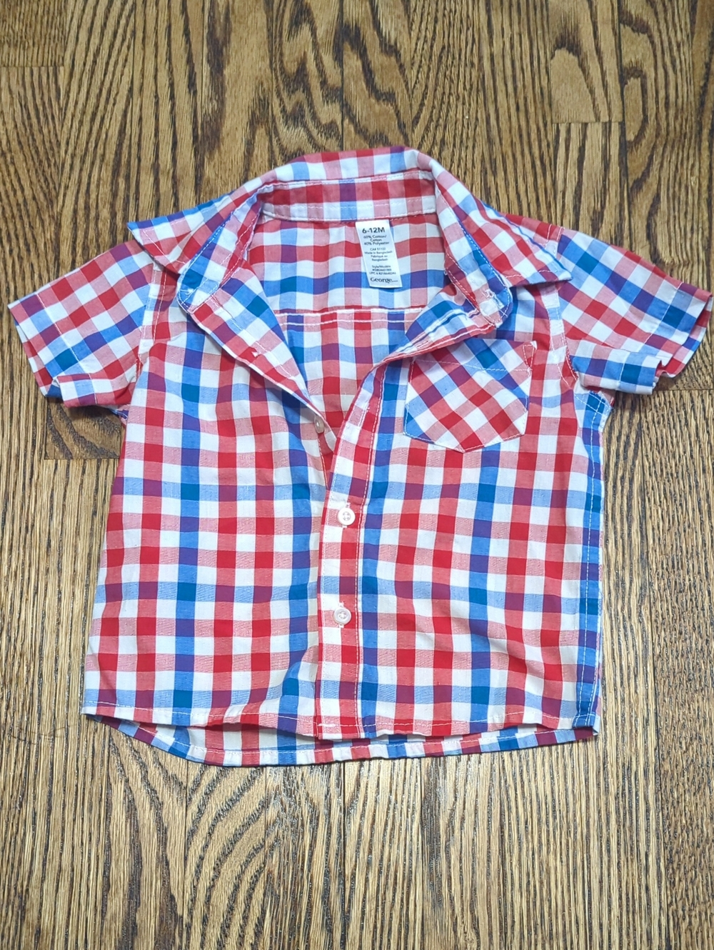 Baby Red & Blue Check Button-Up Shirt